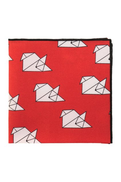 Červený kapesníček do saka origami (Velikost 28x28 cm)