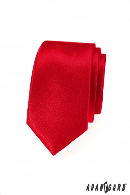 Lesklá červená slim kravata