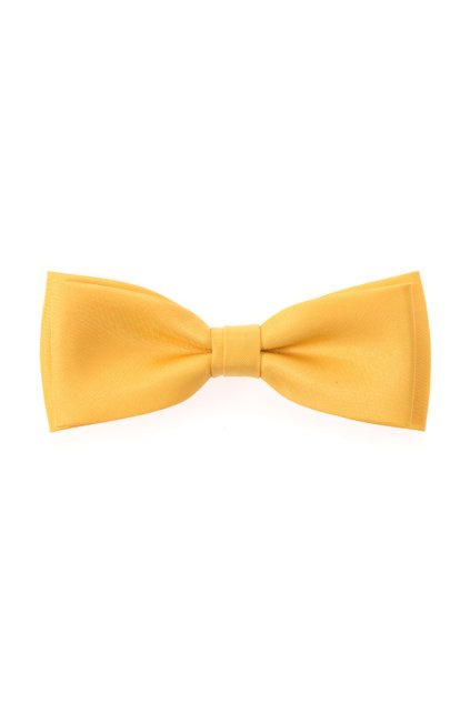 Matný žlutý motýlek + stejný kapesníček (Velikost 12,5 cm)