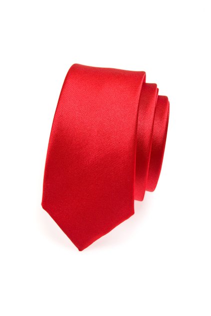 Jednoduchá červená slim kravata (Velikost šířka 5 cm)