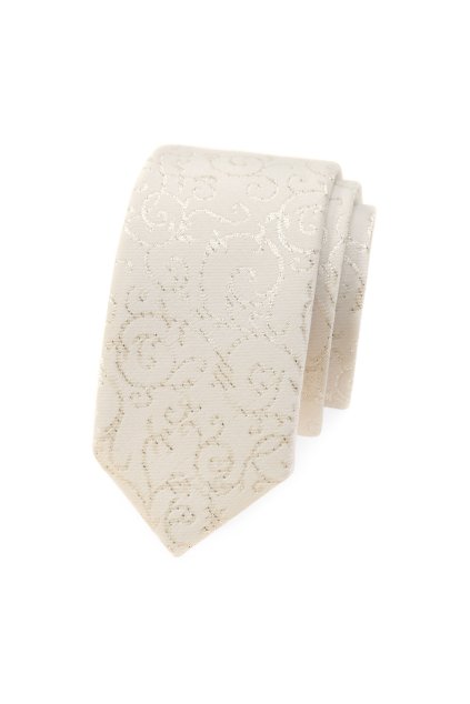 Zdobená smetanová slim kravata (Velikost šířka 5 cm)