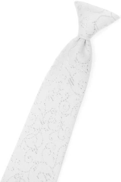 Zdobená bílá dětská kravata (Velikost délka 31 cm)