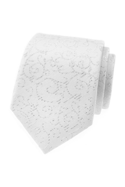 Zdobená bílá kravata (Velikost šířka 7 cm)
