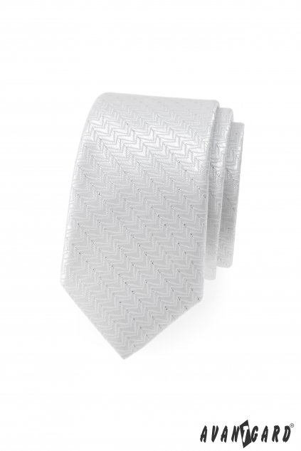 Bílá zdobená slim kravata