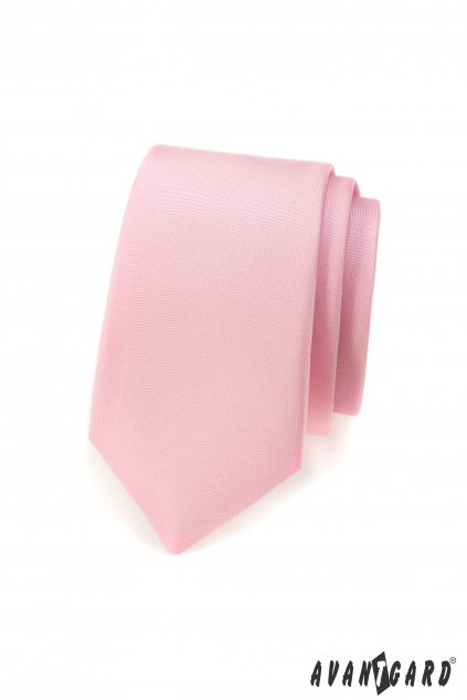 Matná růžová slim kravata