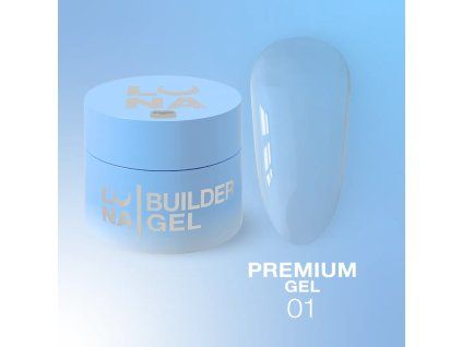 Lunamoon Premium gel 01  Střední konzistence builder gel pro dlouhé a pevné nehty