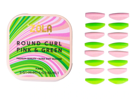 ZOLA Round Curl Pink Green silikonové natáčky