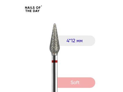 diamantova freza mrkev nailsoftheday 4x12 mm red