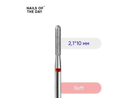 Diamantová fréza NAILSOFTHEDAY Rounded Cylinder 2,1×10 mm Red