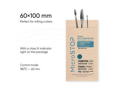 MicroSTOP Eco sterilizační sáčky 60×100 mm s indikátorem třídy IV