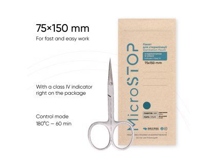 MicroSTOP Eco sterilizační sáčky 75×150 mm s indikátorem třídy IV