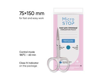 MicroSTOP sterilizační sáčky 75×150 mm s indikátorem třídy IV