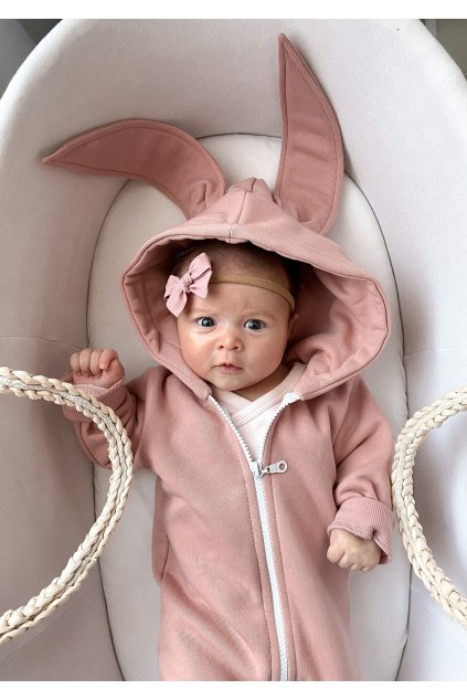 onesie dzieciece rabbit pudrowy roz