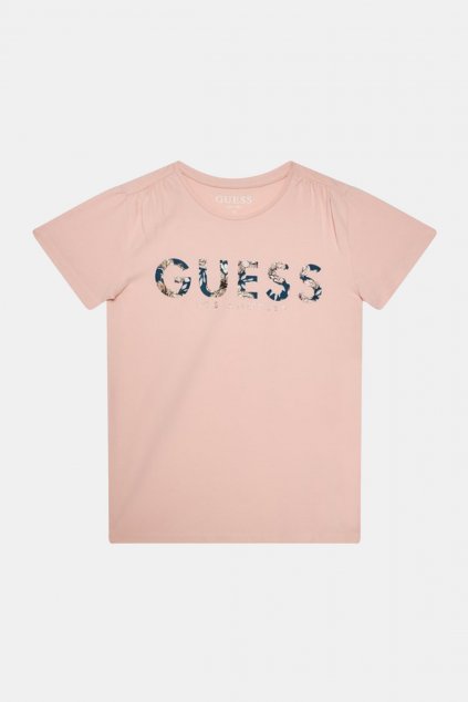 Guess - Triko s krátkým rukávem "REGULAR FIT" (Barva Lososová, Velikost 128)