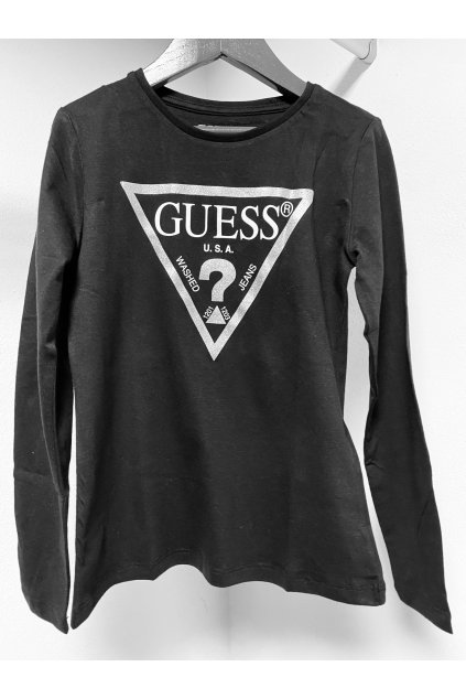 Guess - Dívčí tričko s dlouhým rukávem "CORE LINE" - černé