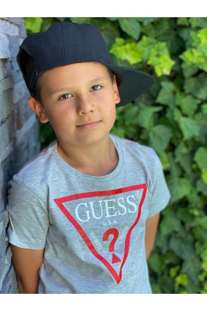 Chlapecké tričko s krátkým rukávem GUESS, šedé CORE LINE