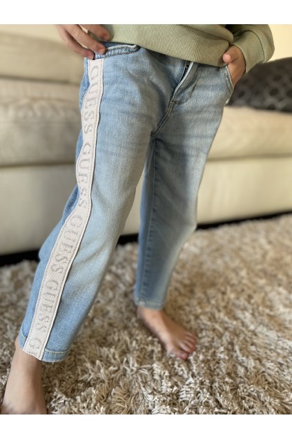 Dívčí džíny s ozdobným pruhem GUESS, světle modré