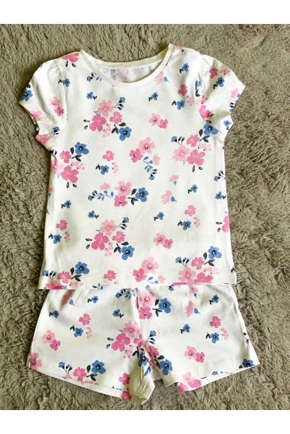 Dívčí pyžamo kraťasy s tričkem s krátkým rukávem, motiv květin GEORGE