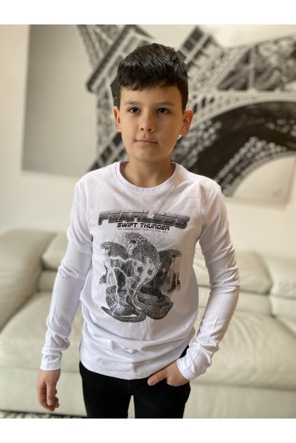 Chlapecké tričko s dlouhým rukávem LOSAN, bílé s obrázkem