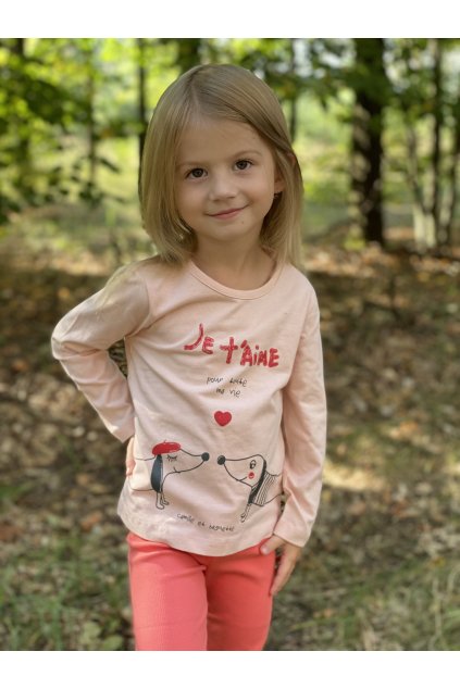 Dívčí tričko s dlouhým rukávem LOSAN, růžové s obrázkem