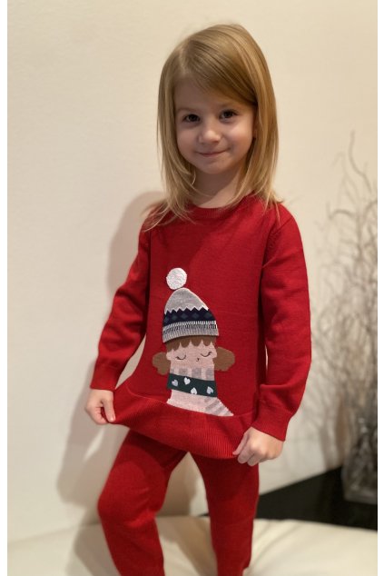Dívčí pletený komplet svetr a tepláky, MAYORAL červená ZIMA (Barva Červená, Velikost 92)