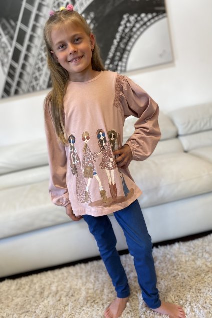 Dívčí komplet tričko s dlouhým rukávem a legíny MAYORAL, růžový HOLKY