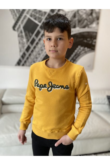 Chlapecká mikina bez kapuce PEPE JEANS, hořčicová LAMONTY