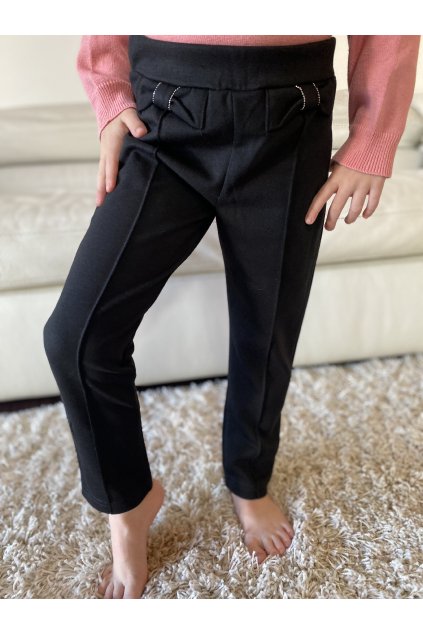 Dívčí společenské kalhoty s puky MAYORAL,  černé MAŠLIČKA