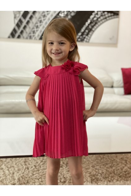 Dívčí elegantní plisované šaty MAYORAL, sytě růžové ORQUIEDA (Barva Růžová, Velikost 98)