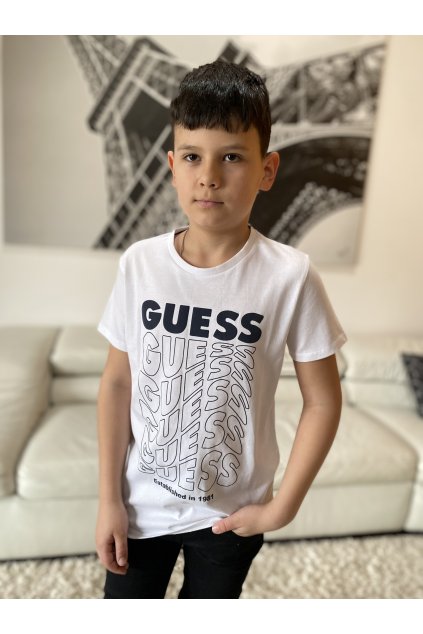 Chlapecké tričko s krátkým rukávem GUESS, bílé TIMES