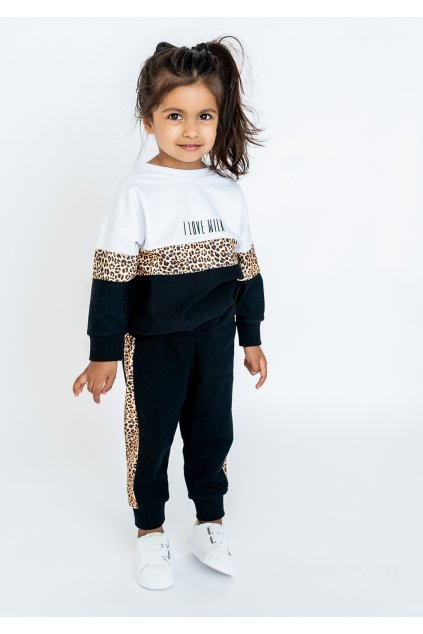 Dívčí mikina bez kapuce, s leopardím vzorem I LOVE MILK
