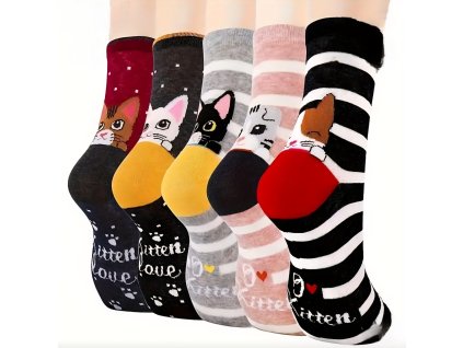 Veselé ponožky "Kočičí Láska"