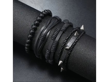 Unisex Punk/Rock Náramek | 4 Varianty | Kůže & Korálky (Cena za 1 ks)