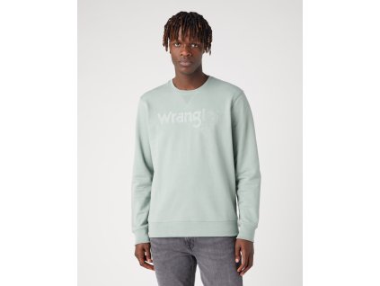 Mikina Wrangler LOGO CREW SWEAT GREEN MILIEU