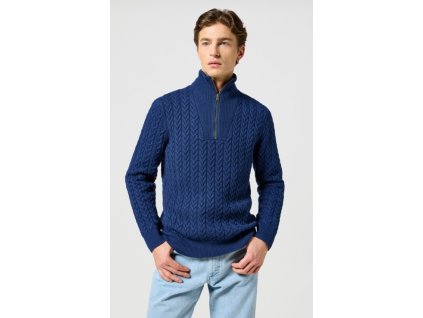 Svetr Wrangler HALF ZIP KNIT NAVY