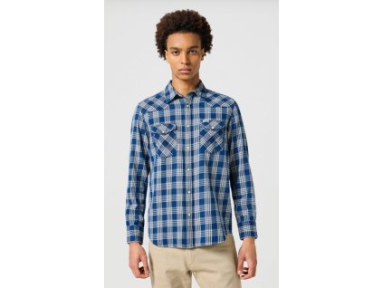 Košile Wrangler WESTERN INDIGO SHIRT DARK WASH
