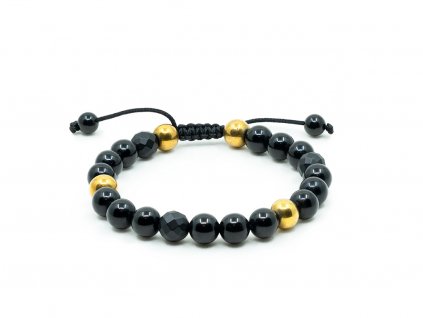 MIDNIGHT GLEAM  Handmade náramok z minerálov a kože | darček pre muža