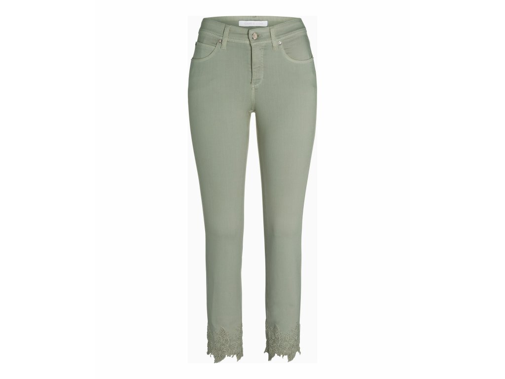 Zelené džíny Cambio Parla s úzkými nohavicemi a krajkou - WS Boutique
