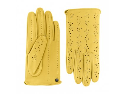 Žluté rukavice Roeckl květinová Madeira