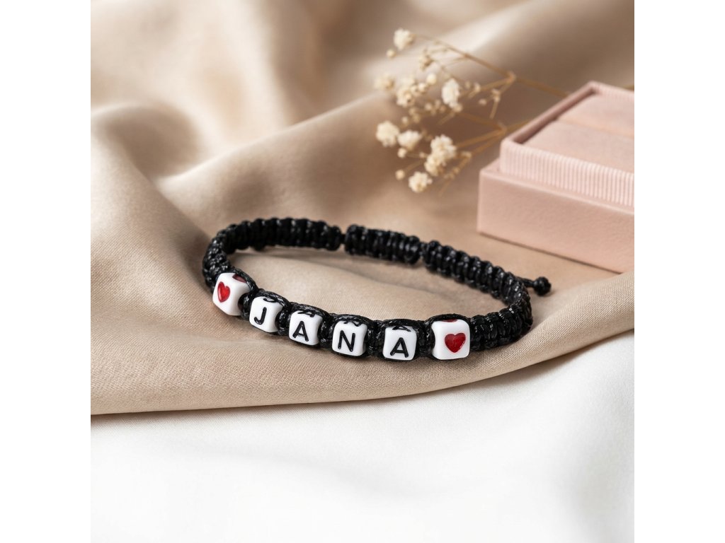 Macrame černý s textem a srdíčkem produkt