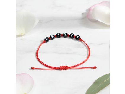 provázek s textem červený korálek