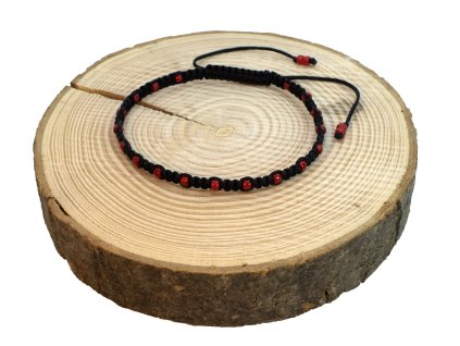 macrame 4 mm červený korálek III