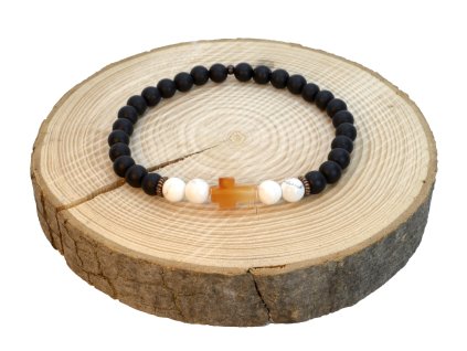 Zmatnělí onyx 6mm kříž červený achát