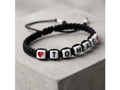 Macrame text černá srdíčka 2