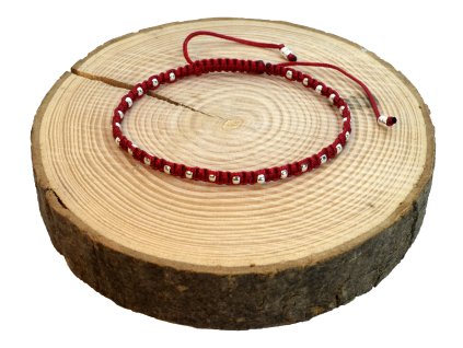 macrame 4mm vinovástříbrný korálek