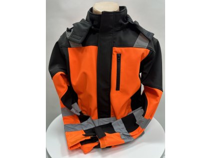 Softshellová bunda reflexná oranžová s kapucňou