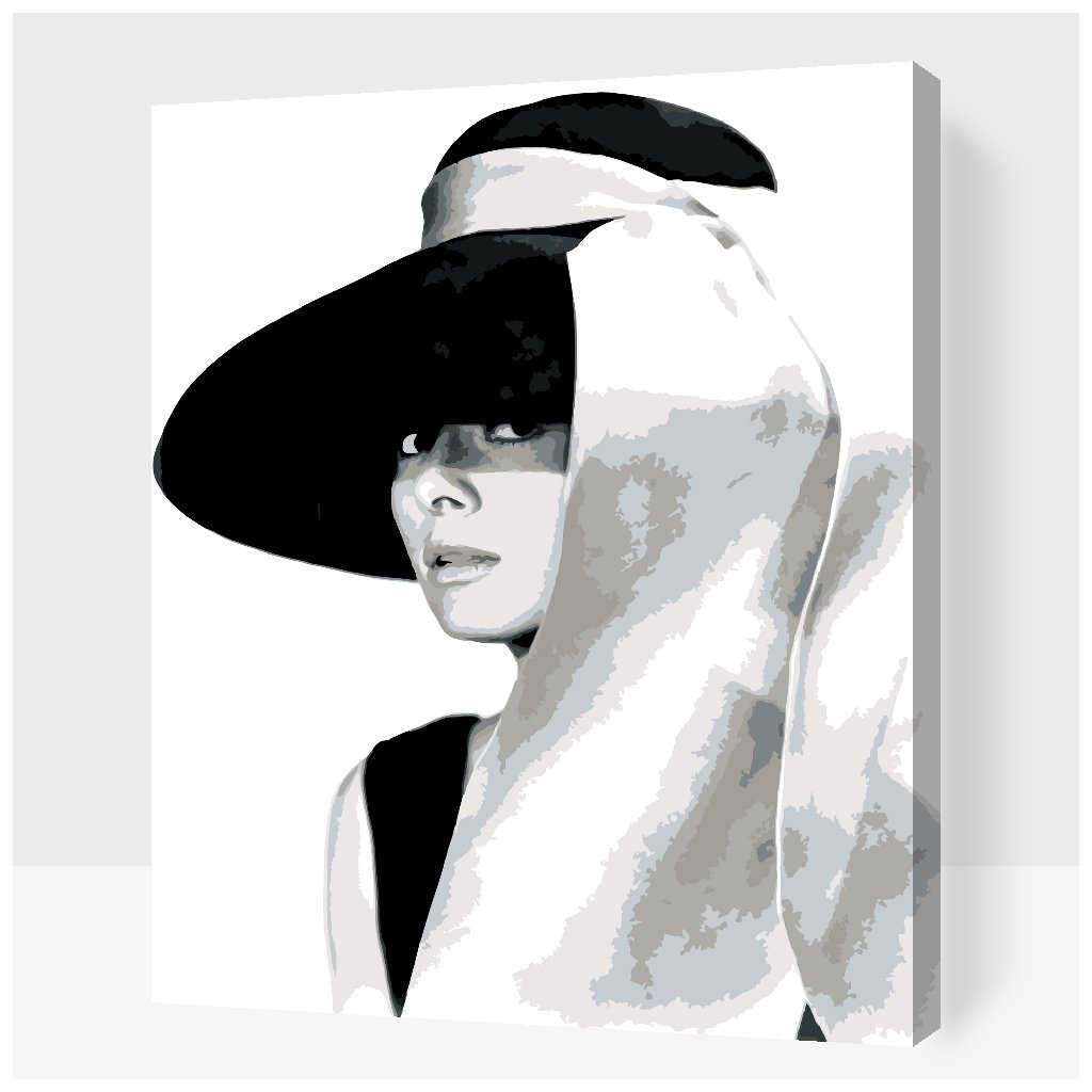 Malowanie po numerach - Audrey Hepburn w kapeluszu