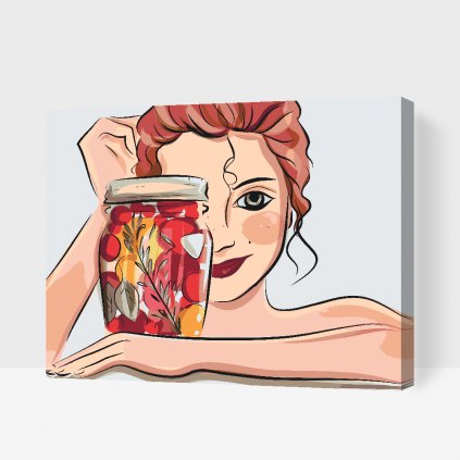 Malowanie po numerach - Kobiecy uśmiech zza butelki