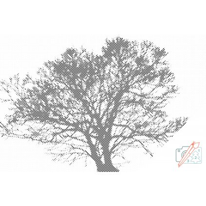 Kropkowanie - Czarno-białe drzewo