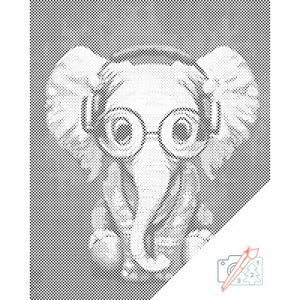 Kropkowanie - Słoń w okularach